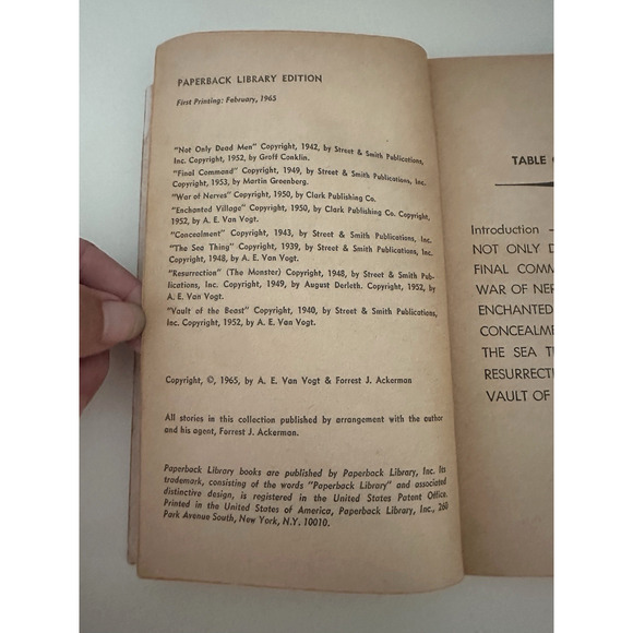 A.E. Van Vogt Monsters, Paperback Library 1st Ed 1965, Ackerman Introduction VTG - Picture 4 of 7